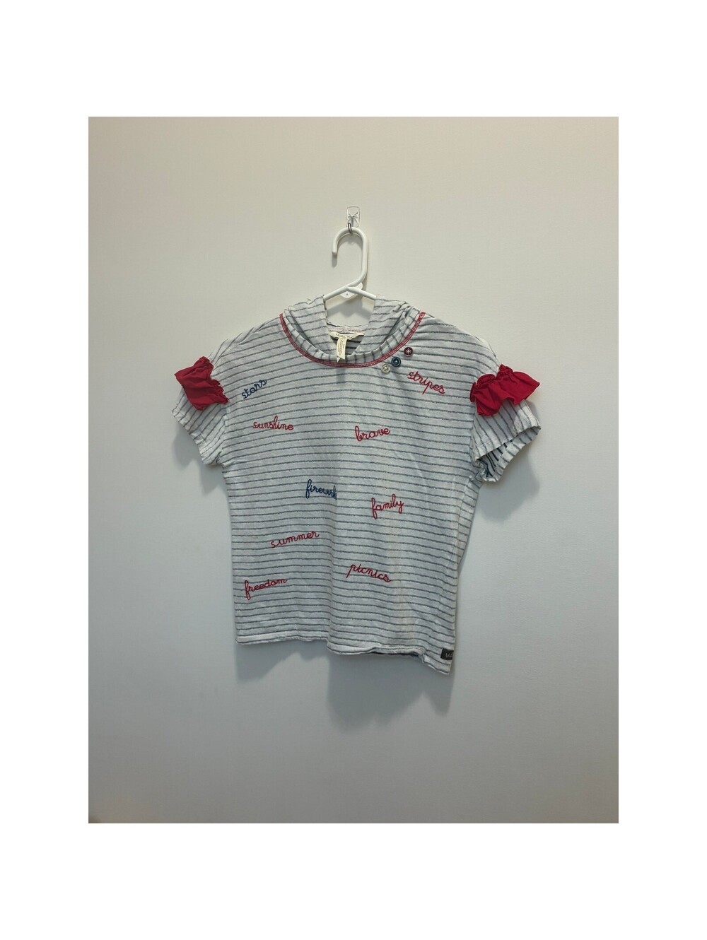Matilda Jane Patriotic Striped Top Size 14 Stars Sunshine Brave Summer Shirt